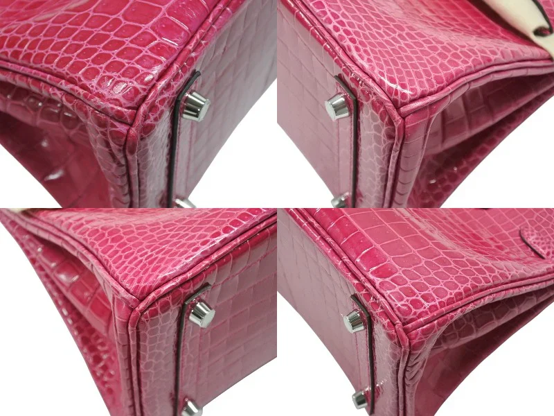 Hermes Birkin 25 Rose Scheherazade shiny crocodile leather palladium hardware - Image 3