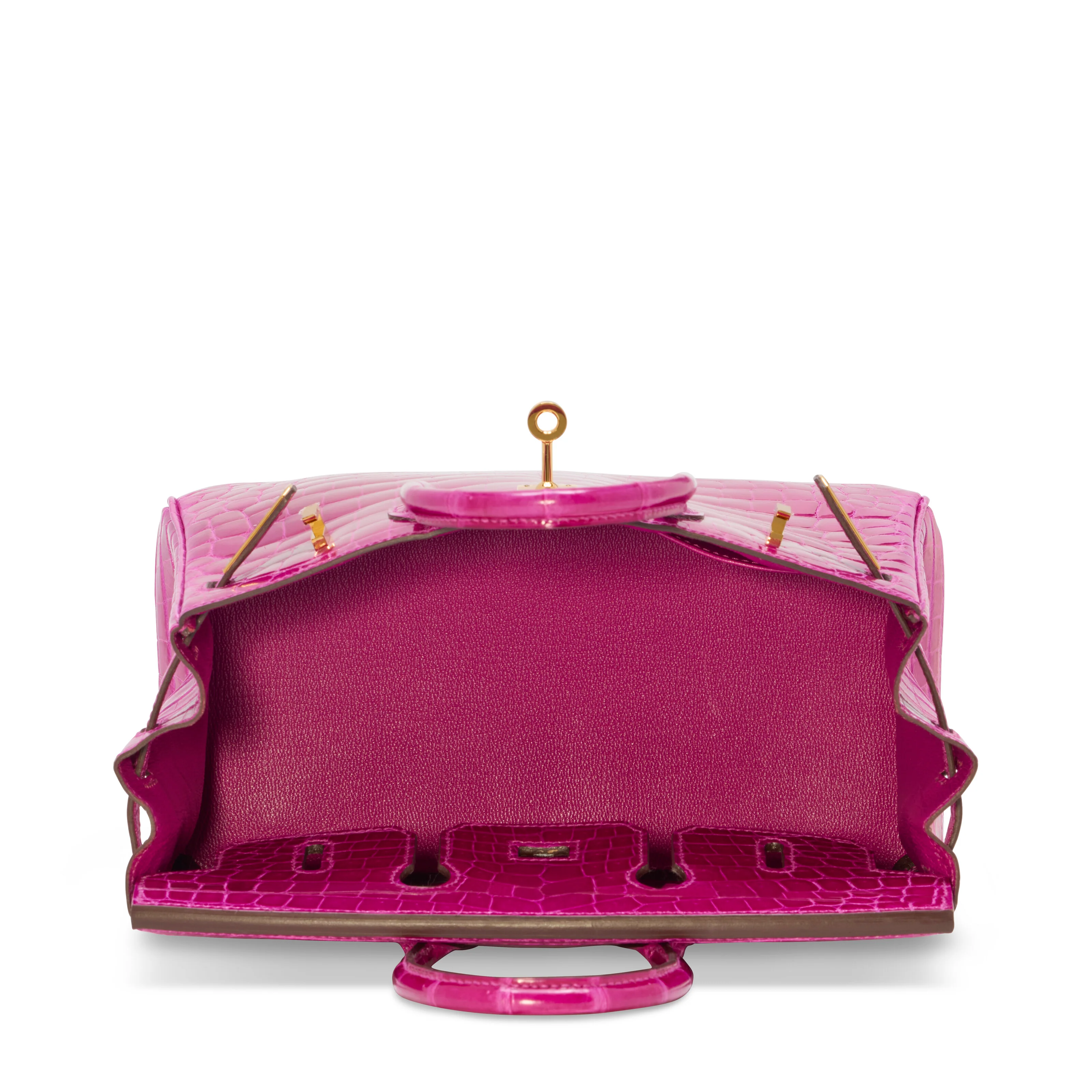 Hermes Birkin 25 Rose Scheherazade Shiny Crocodile Leather with Gold Hardware - Image 5