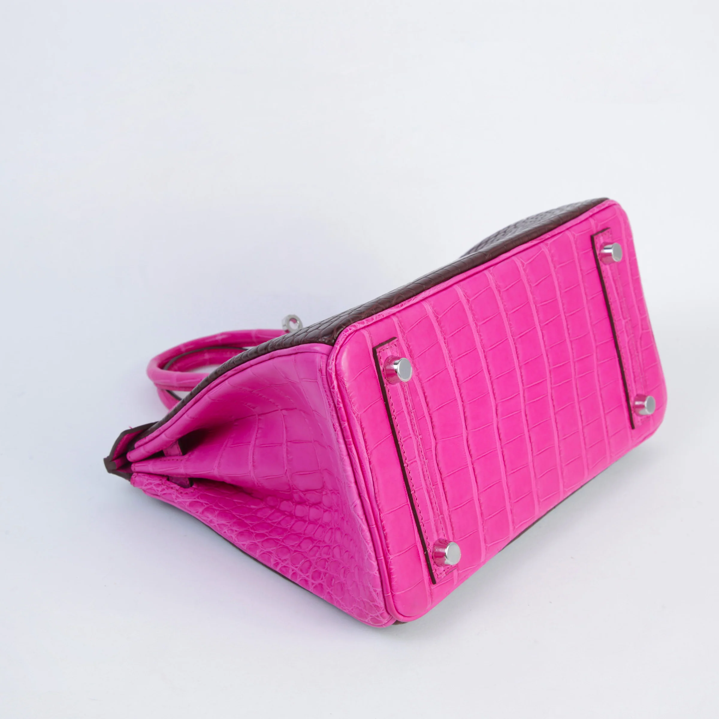 HERMÈS Birkin 25 Rouge Sellier Rose Shocking Matte Alligator Palladium hardware - Image 5