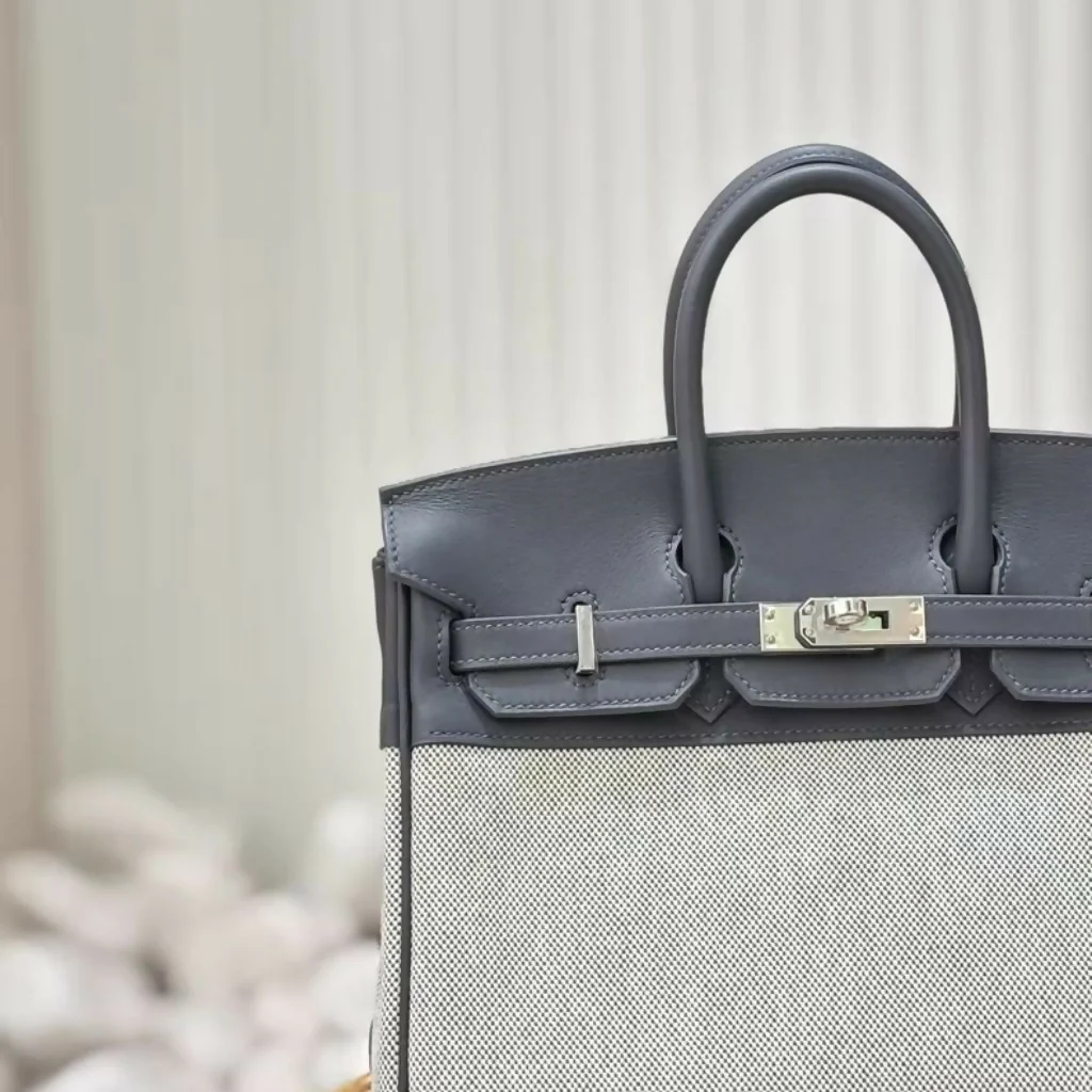 HERMÈS Birkin 25 Gris misty Swift Toile H Palladium hardware - Image 4