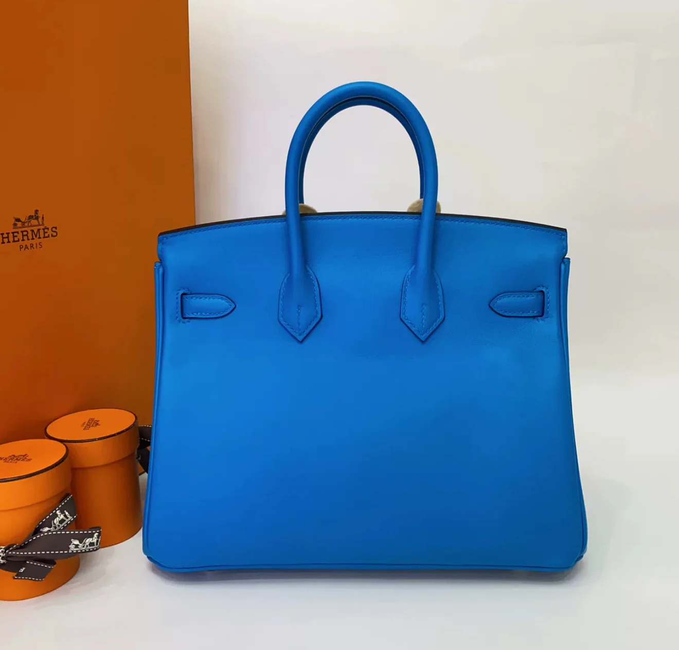 Hermes Birkin 25 Tanzanian blue Swift Leather Palladium Hardware - Image 6