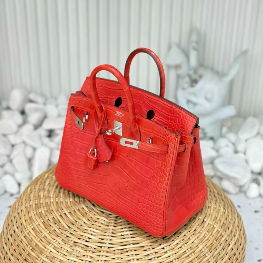 Hermès Birkin 25 Red Matte Crocodile Leather Palladium Hardware - Image 2