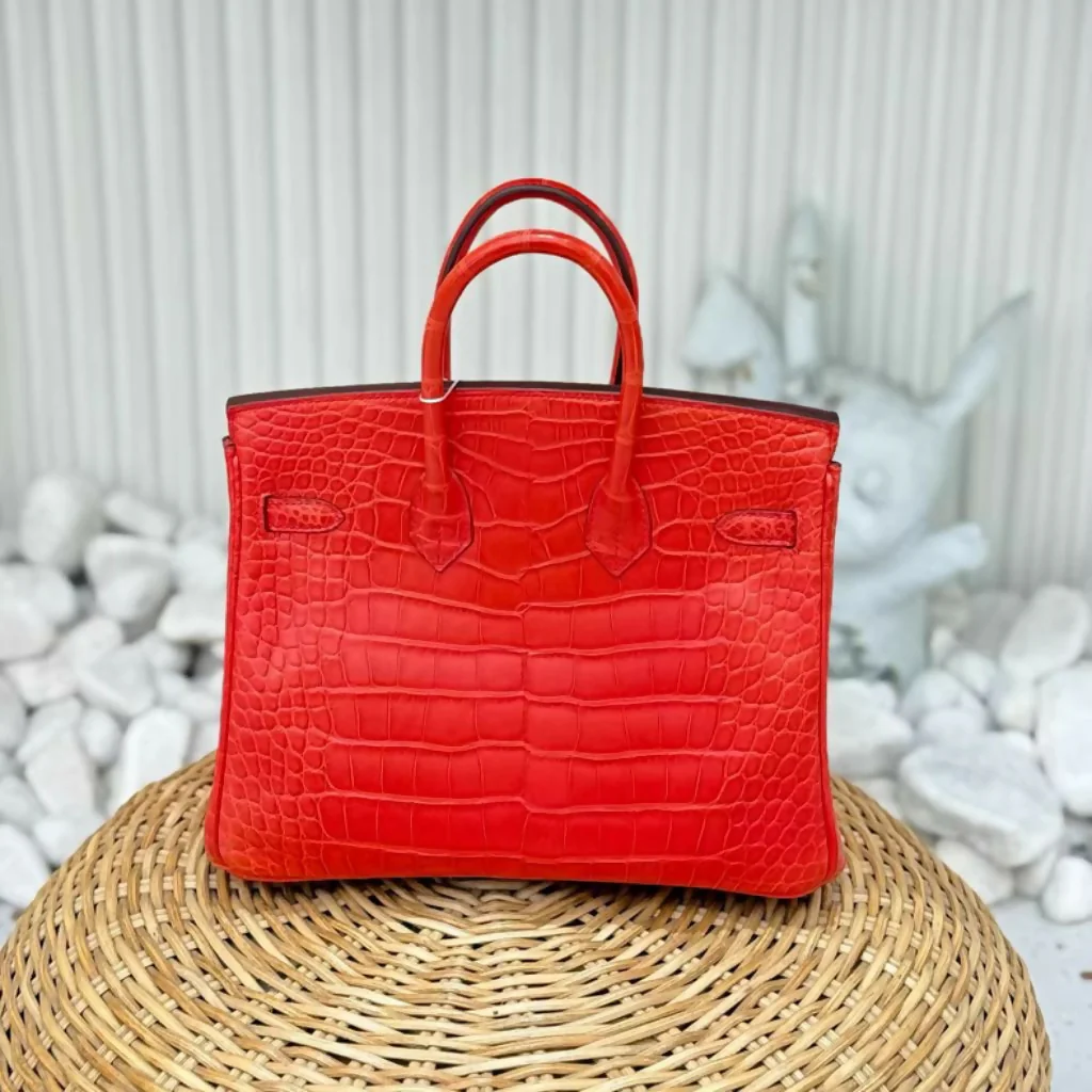 Hermès Birkin 25 Red Matte Crocodile Leather Palladium Hardware - Image 3