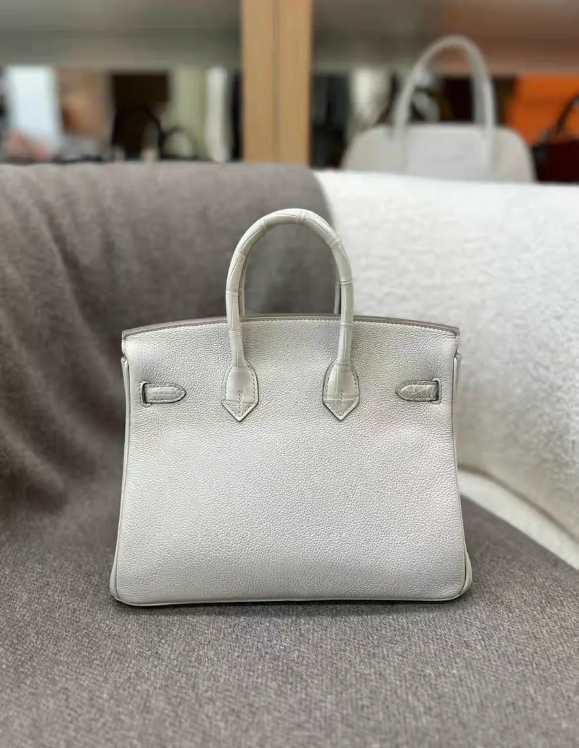 HERMÈS Birkin 25 Touch Beton (8L) Togo Matte Alligator Palladium hardware - Image 3