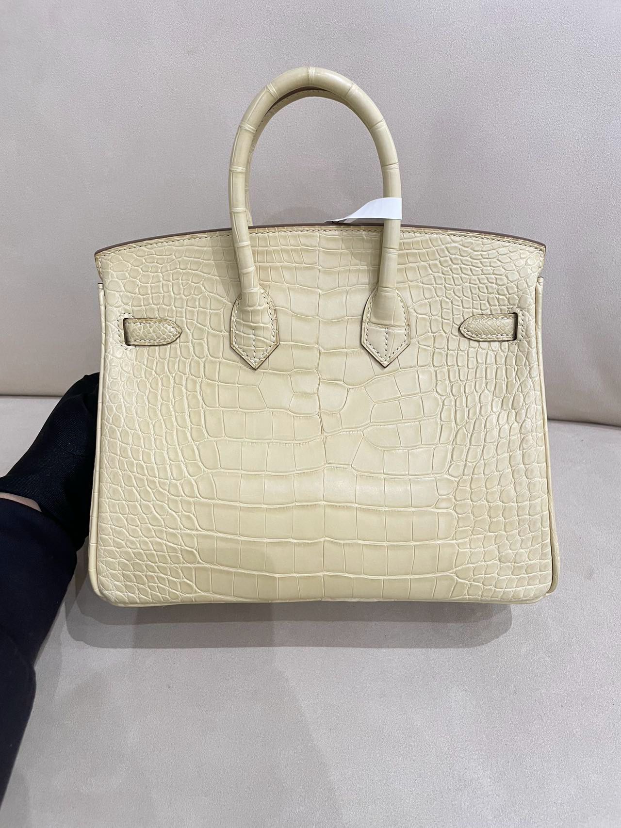 Hermes Birkin 25 Y1 Vanille Matte Crocodile Leather Gold Hardware - Image 3