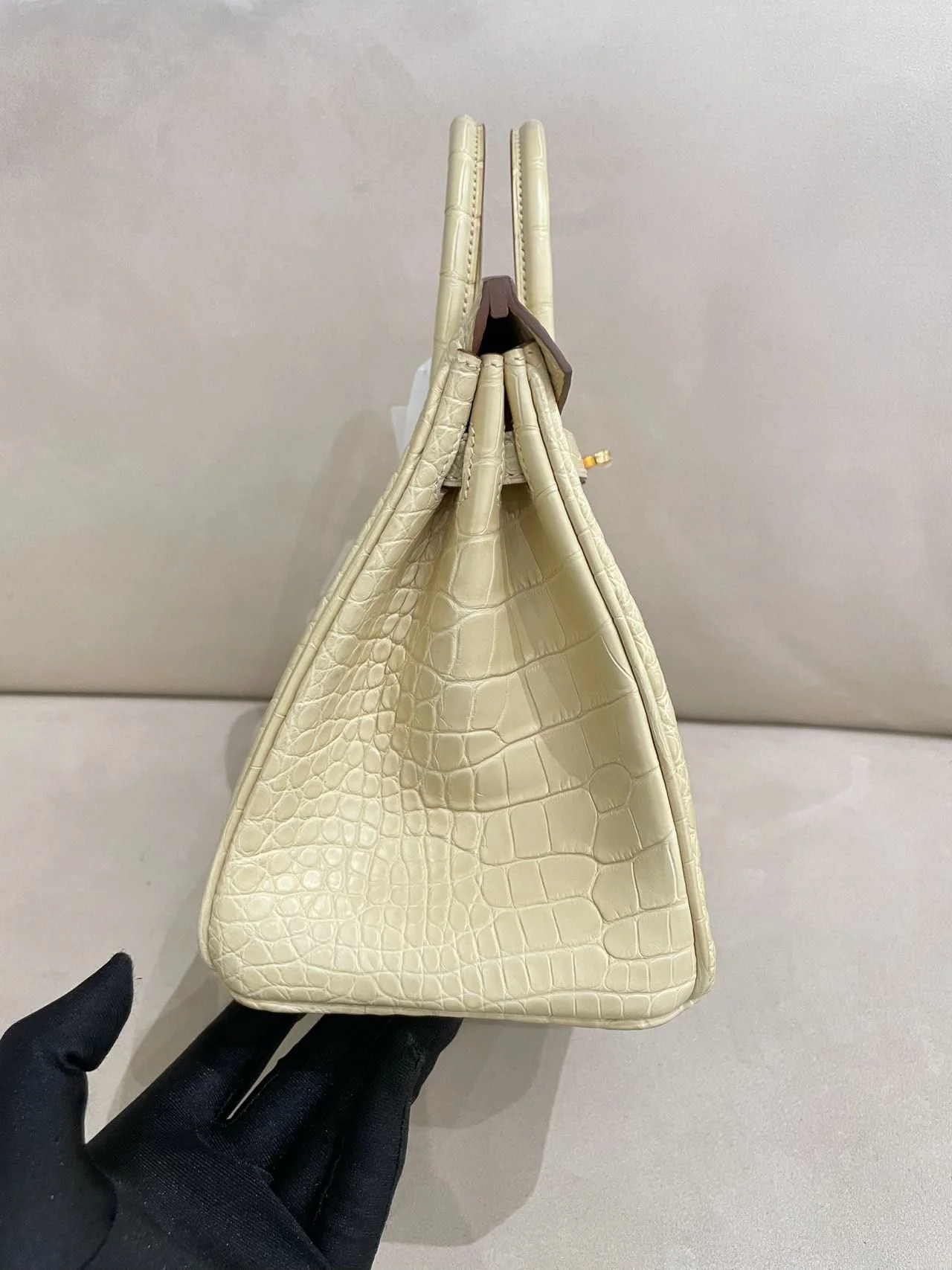 Hermes Birkin 25 Y1 Vanille Matte Crocodile Leather Gold Hardware - Image 5