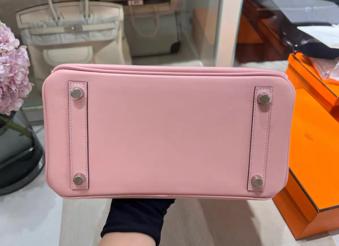 Hermes Birkin 25 Rose Sakura Pink Swift Palladium Hardware Handbag - Image 6