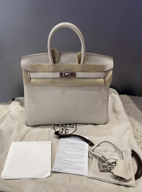 Hermes Birkin 25 Gris Pale Togo Leather Palladium Hardware - Image 2