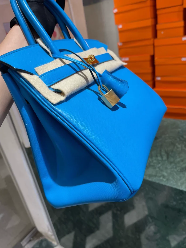 Hermes Birkin 30 B3 Blue Zanzibar Epsom Leather gold hardware - Image 3