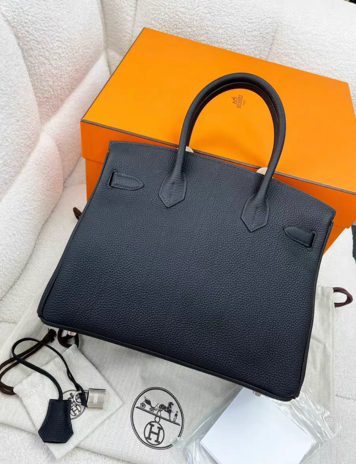 Hermes birkin 30 black togo leather palladium hardware Stamp U - Image 4