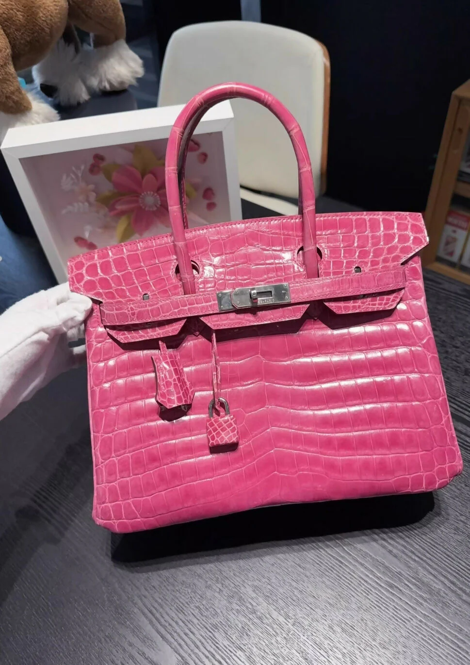Hermes Birkin 30 Rose Scheherazade Matte Alligator Leather Palladium hardware - Image 2