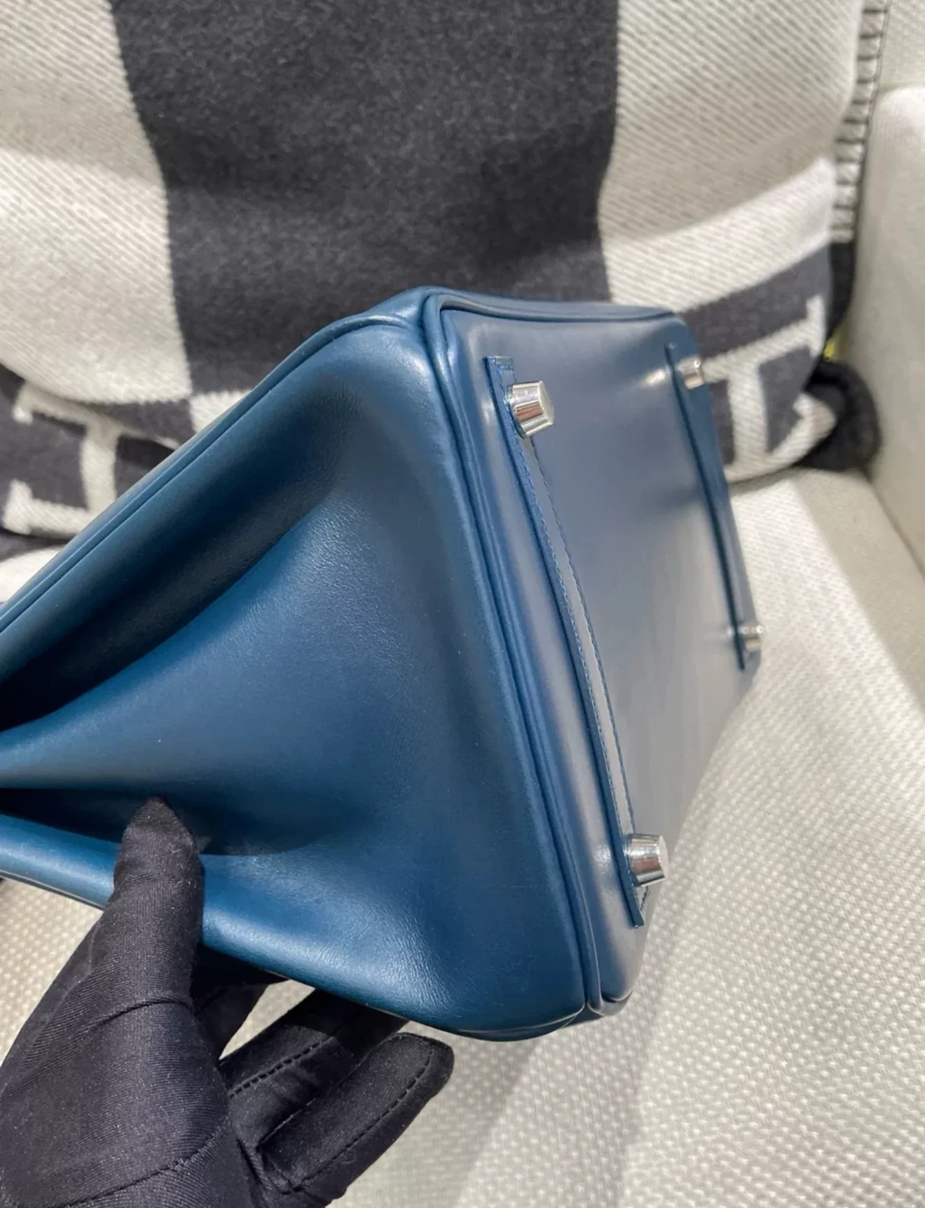 Hermès Birkin 30 blue box leather Palladium Hardware - Image 3