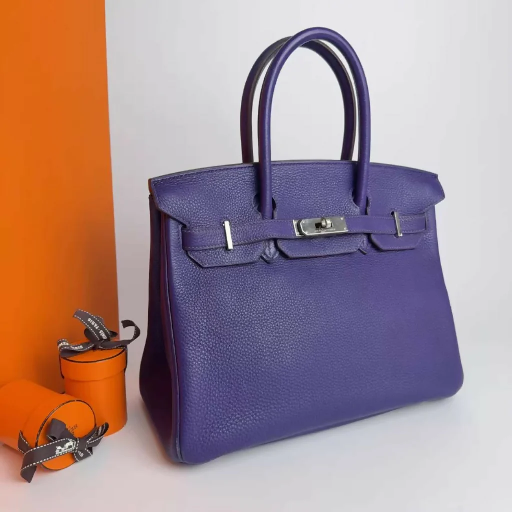 Hermès Birkin 30 Purple in Togo Leather Palladium Hardware - Image 3