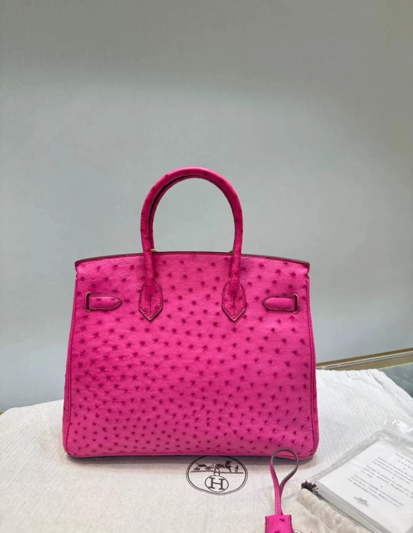 Hermès Birkin 30 Fuchsia Ostrich Leather Palladium Hardware - Image 2