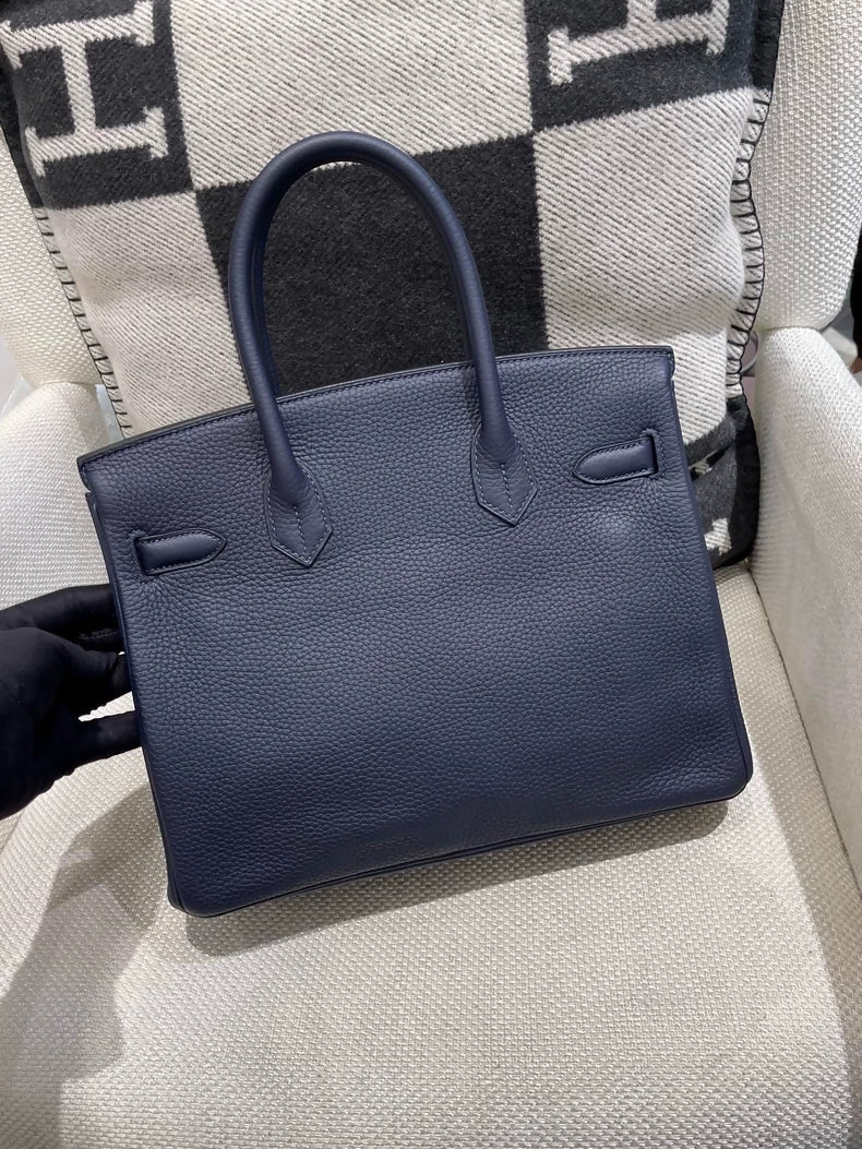 Hermes Birkin 30 Midnight Blue with Magnolia Pink Togo Leather palladium hardware - Image 2