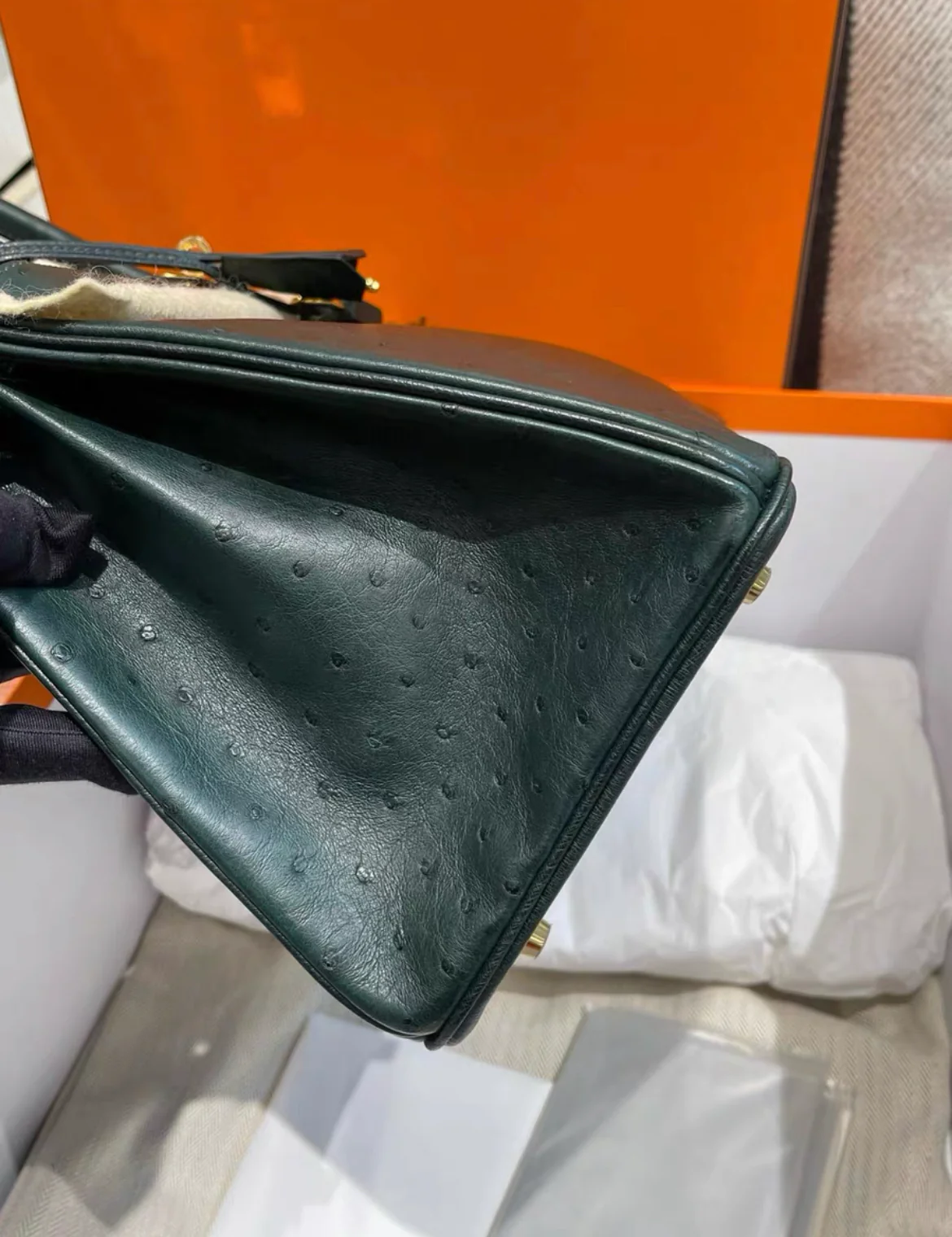 HERMES BIRKIN 30 OSTRICH GREEN GOLD HARDWARE - Image 5
