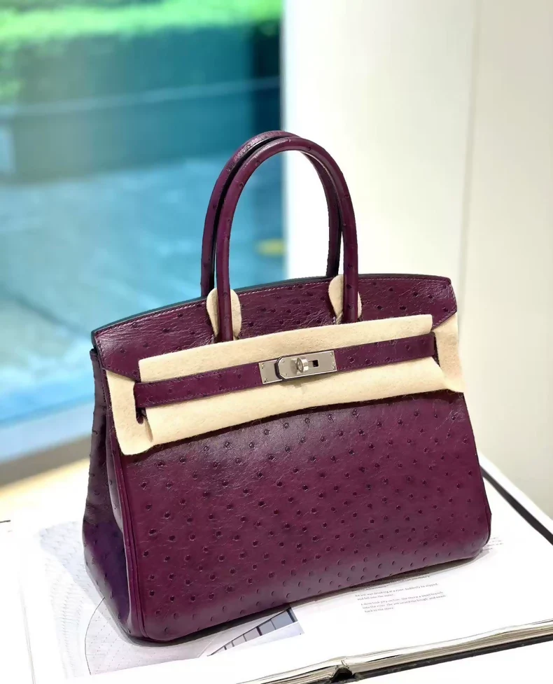 Hermes Birkin 30 P9 anemone purple ostrich leather palladium hardware - Image 2