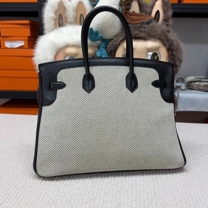 Hermes Birkin 35 Canvas and black Leather Palladium hardware - Image 2