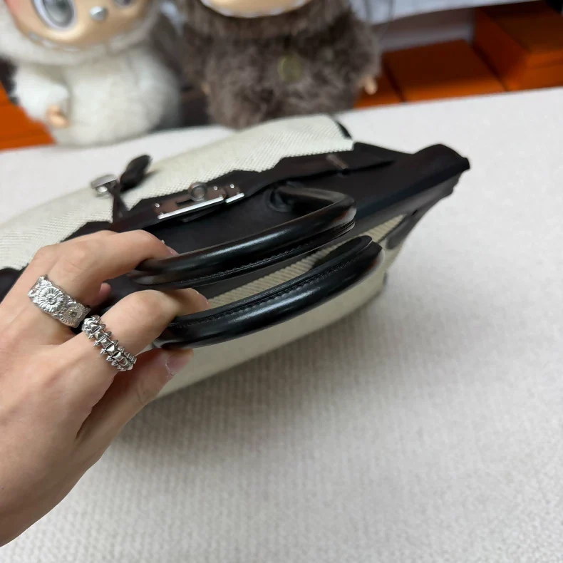 Hermes Birkin 35 Canvas and black Leather Palladium hardware - Image 3