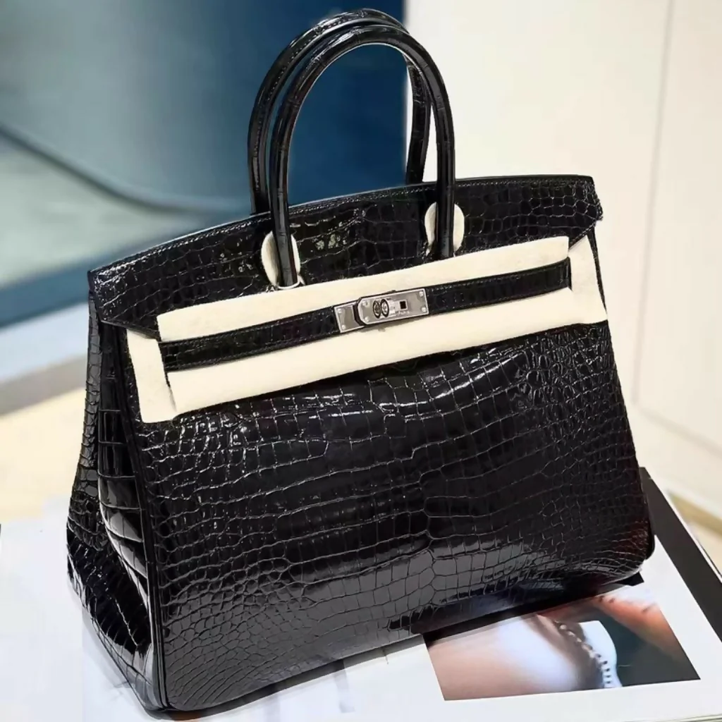 Hermès Birkin 35 Black Shiny Crocodile leather palladium hardware - Image 2