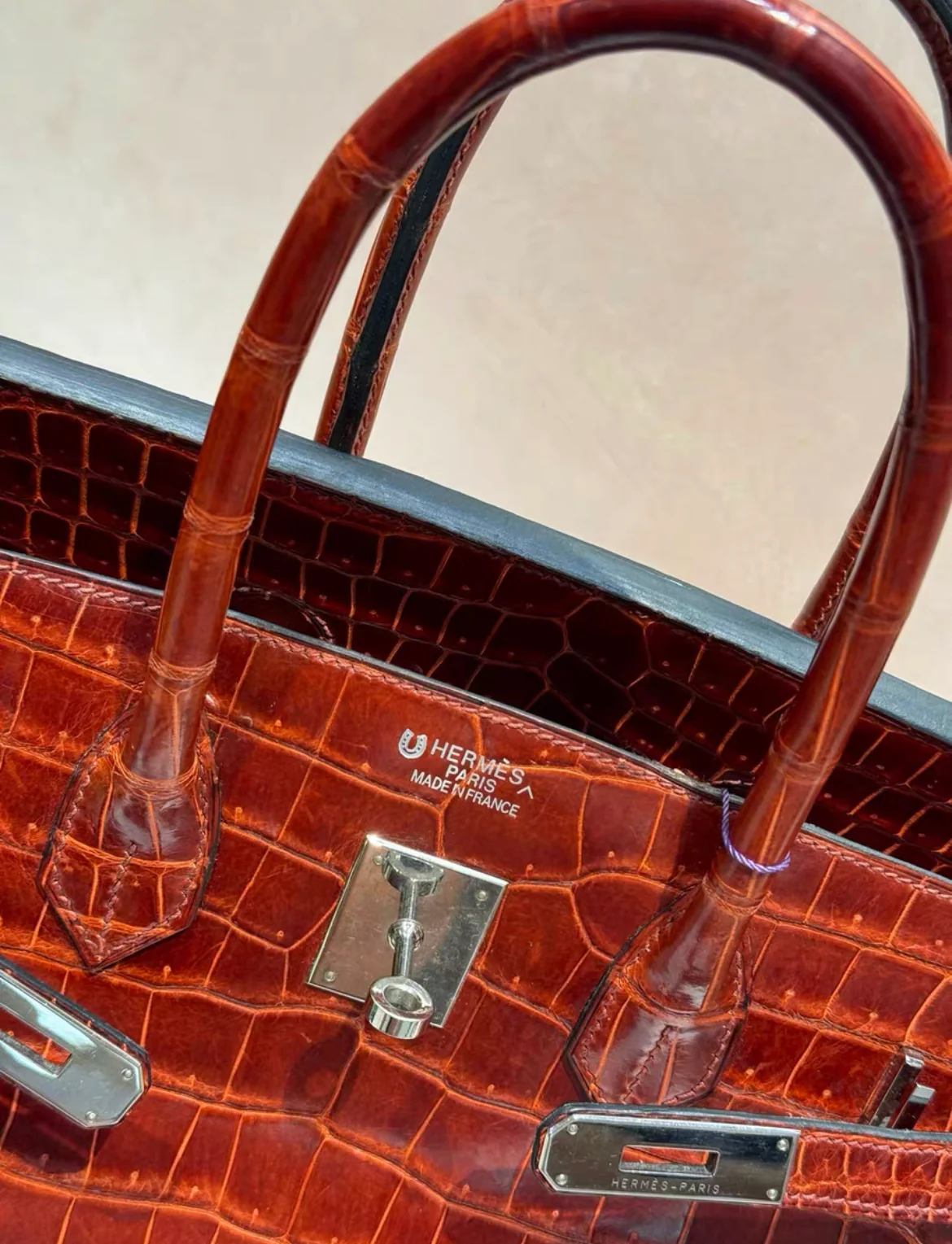 Hermes Birkin 35 Braise Lipstick Red Crocodile Palladium Hardware - Image 3