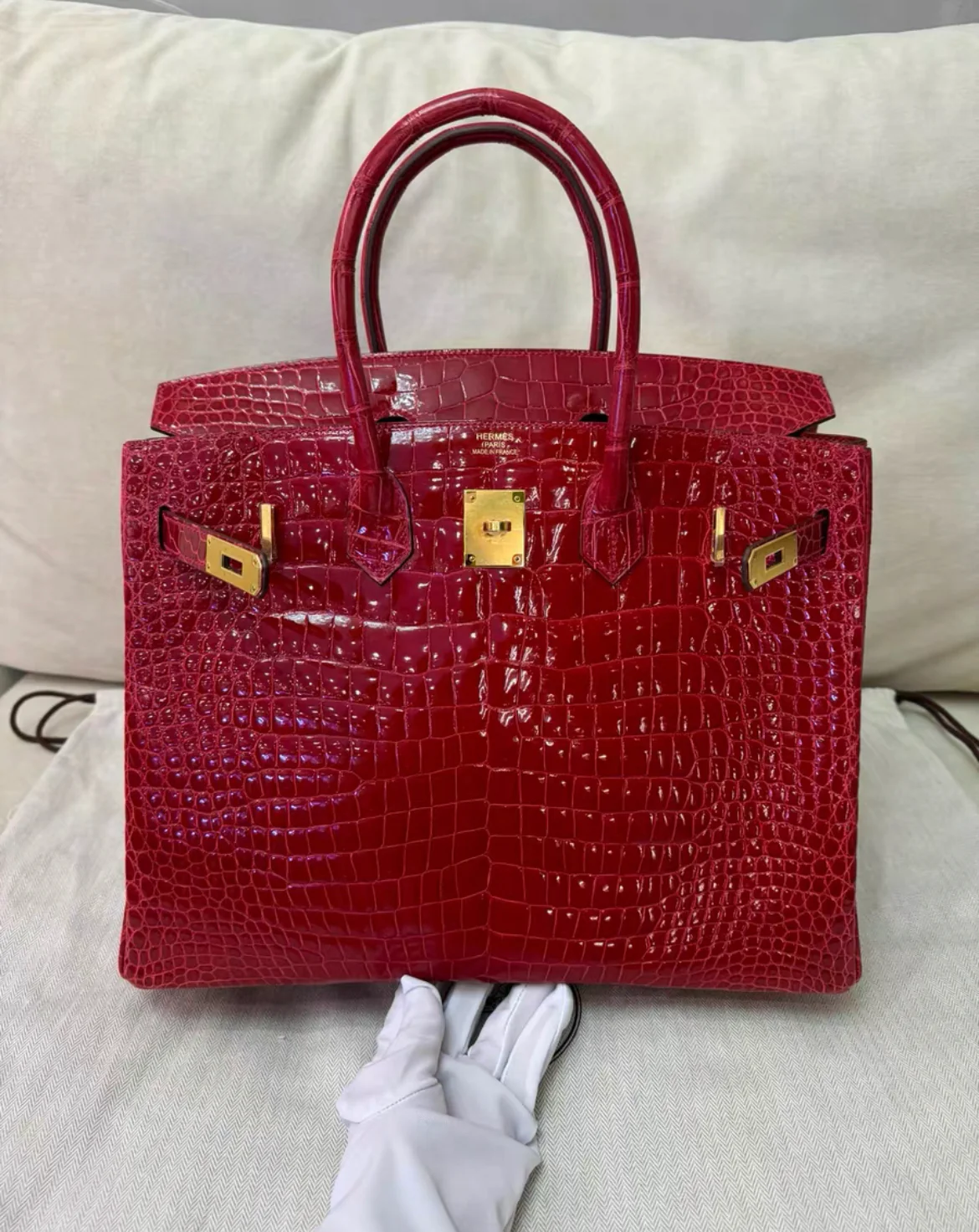 Hermes Birkin 35 Braise Red POROSUS Crocodile With Gold Hardware Handbag - Image 2