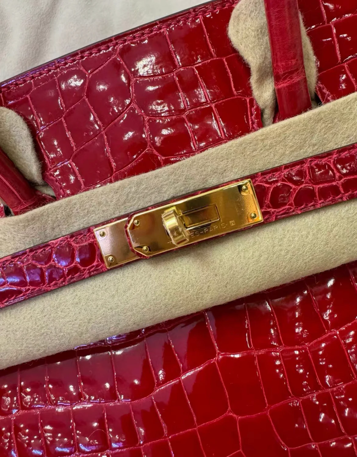 Hermes Birkin 35 Braise Red POROSUS Crocodile With Gold Hardware Handbag - Image 4