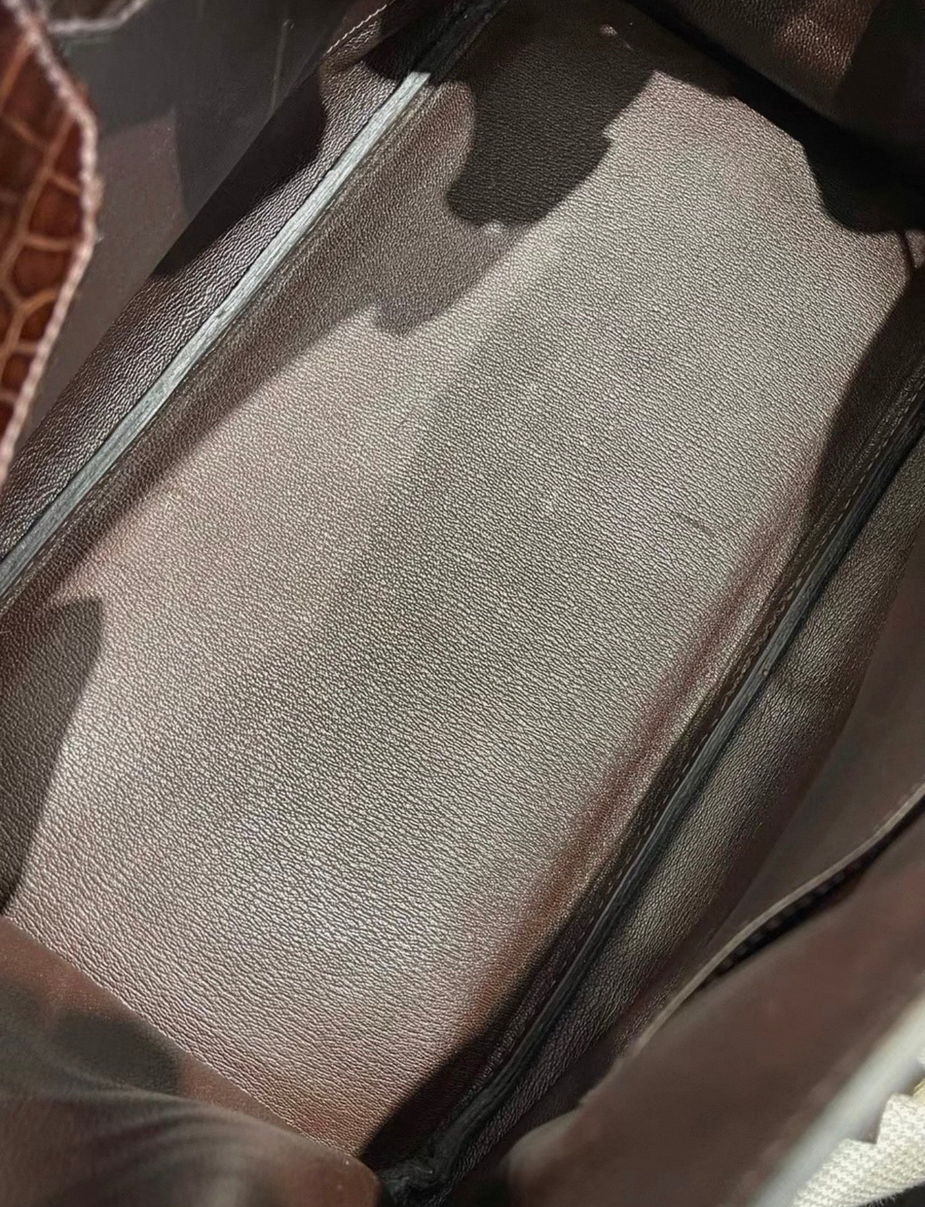 Hermes Birkin 35 brown shiny crocodile leather palladium hardware - Image 7
