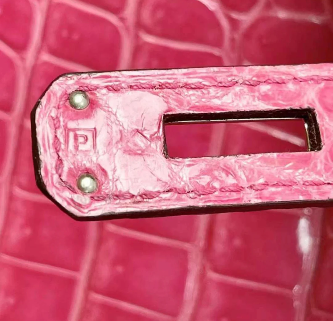 Hermes Birkin 35 Rose Pourpre Shiny Porosus Crocodile Palladium Hardware - Image 8