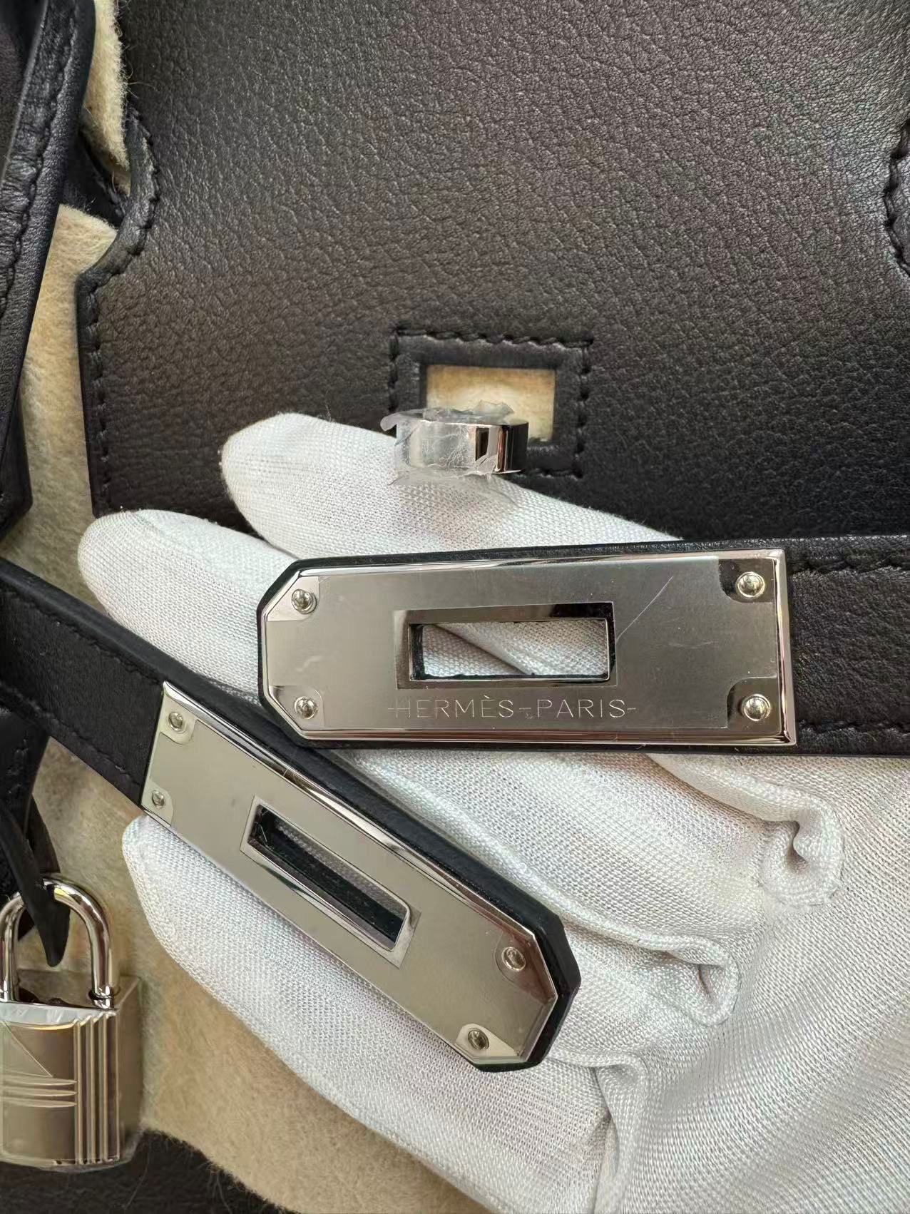 Hermès Birkin 35 Sellier Black Anate Fringe Evercolor leather Palladium Hardware - Image 15