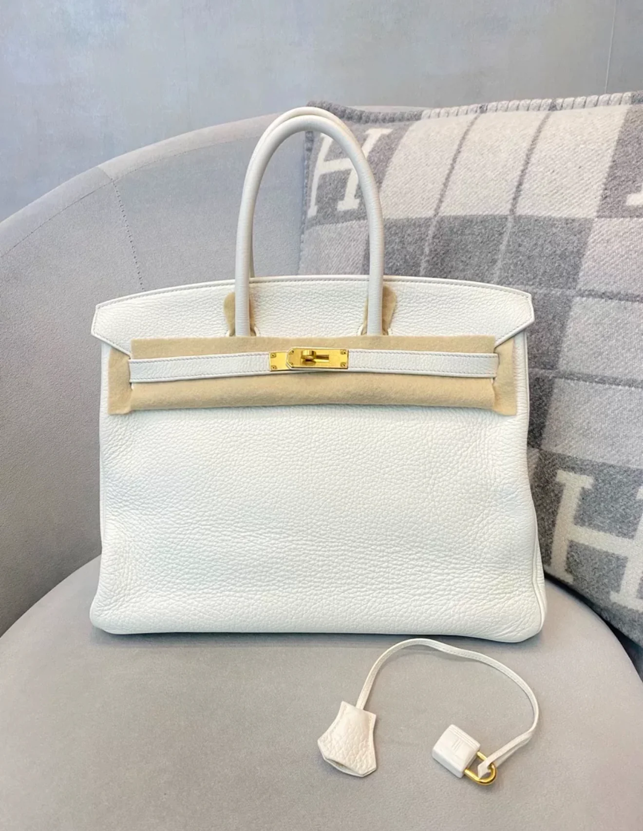 Hermès Birkin 35 White Togo Leather Gold Hardware