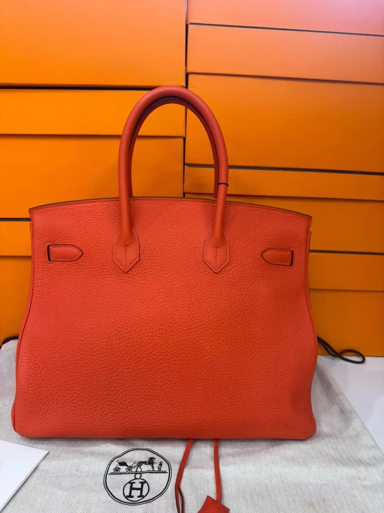 Hermes Birkin 35 Red Togo leather Palladium harwdare - Image 2