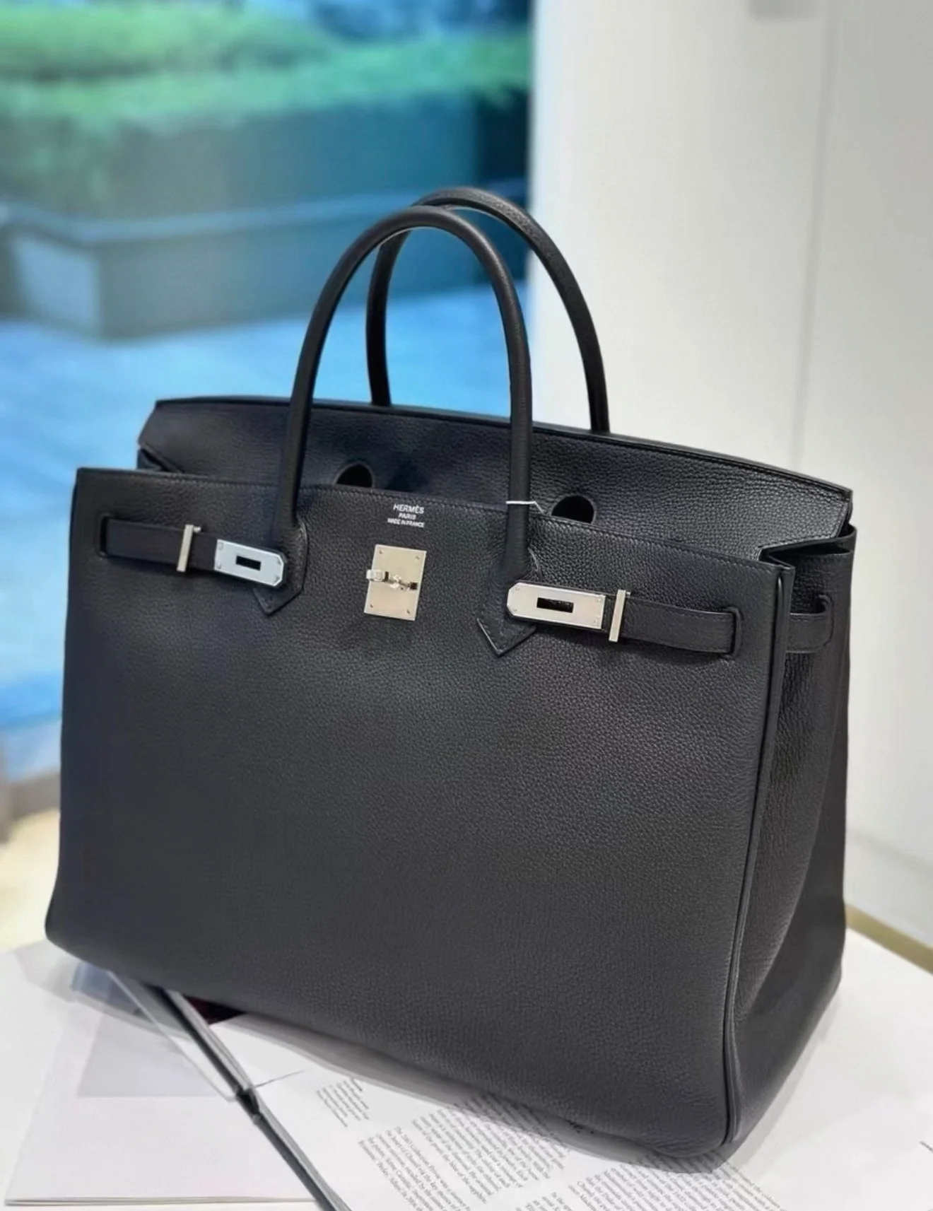 Hermes Birkin 40 black Togo leather palladium hardware