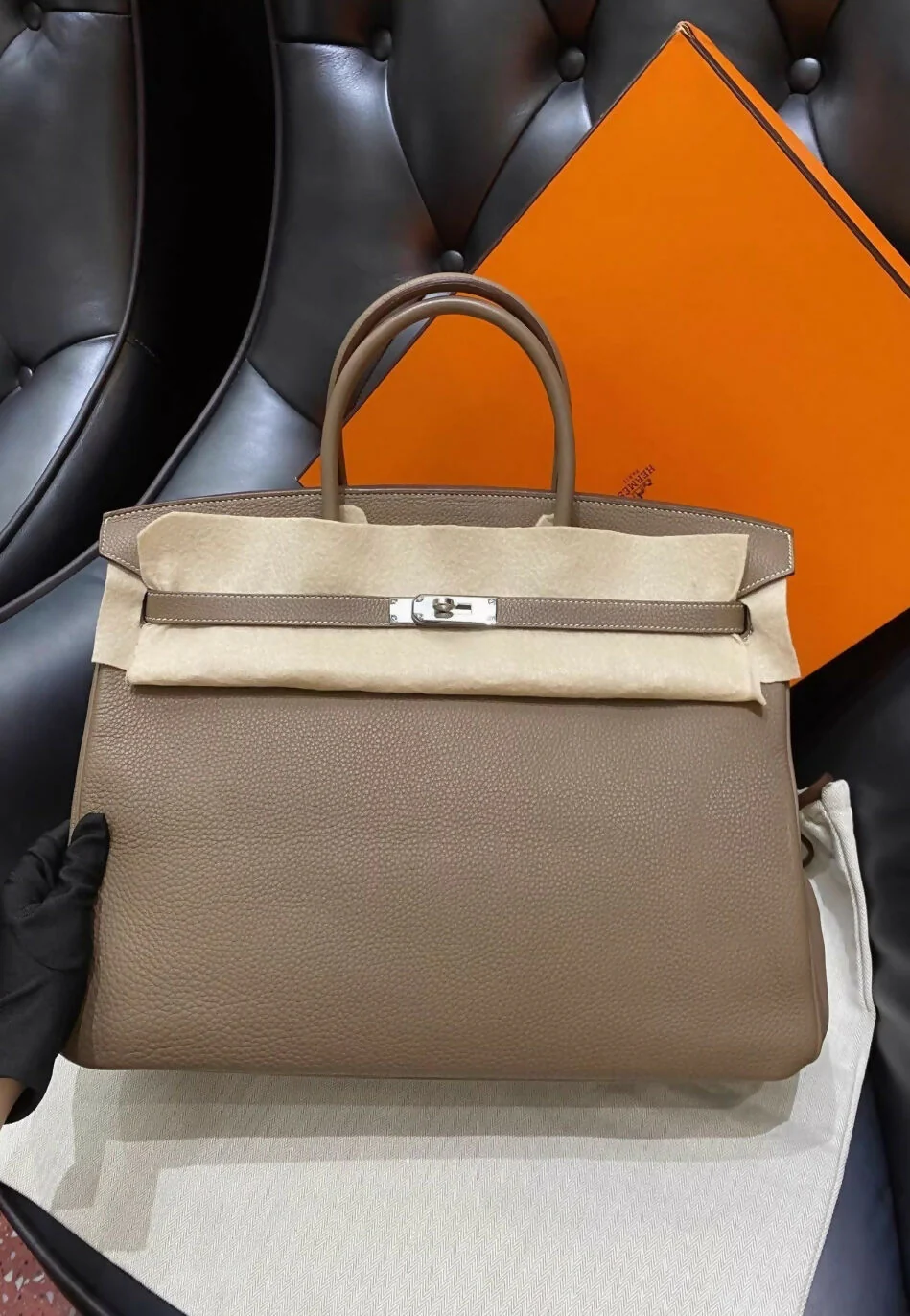 Hermes Birkin 40 Etoupe Togo leather palladium hardware - Image 2