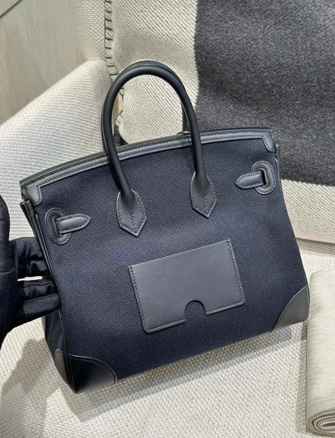 Hermès Birkin Cargo 25 Noir/Black Canvas Swift Palladium Hardware - Image 3