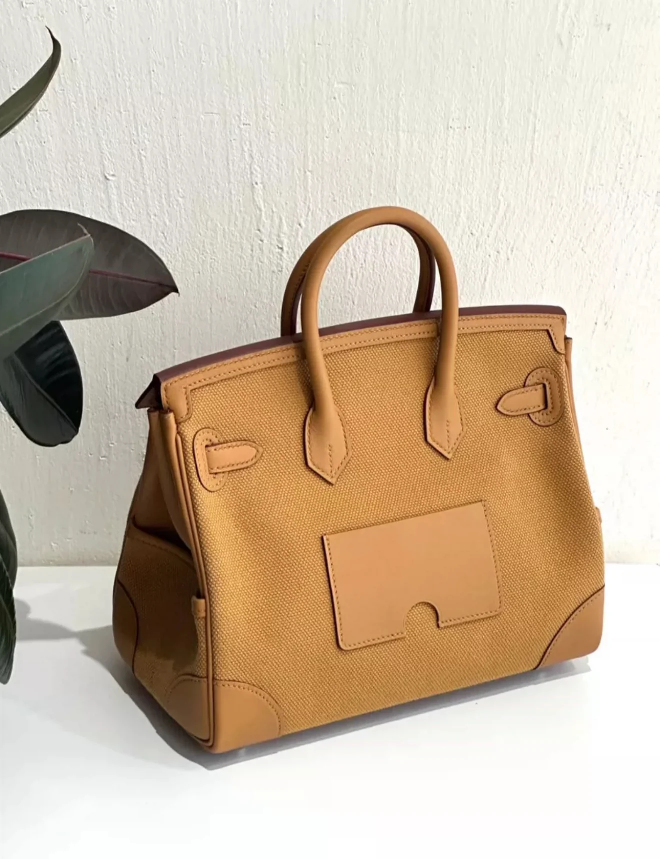 Hermès Birkin Cargo 25 Sesame Swift and Desert Toile Canvas Palladium Hardware - Image 3