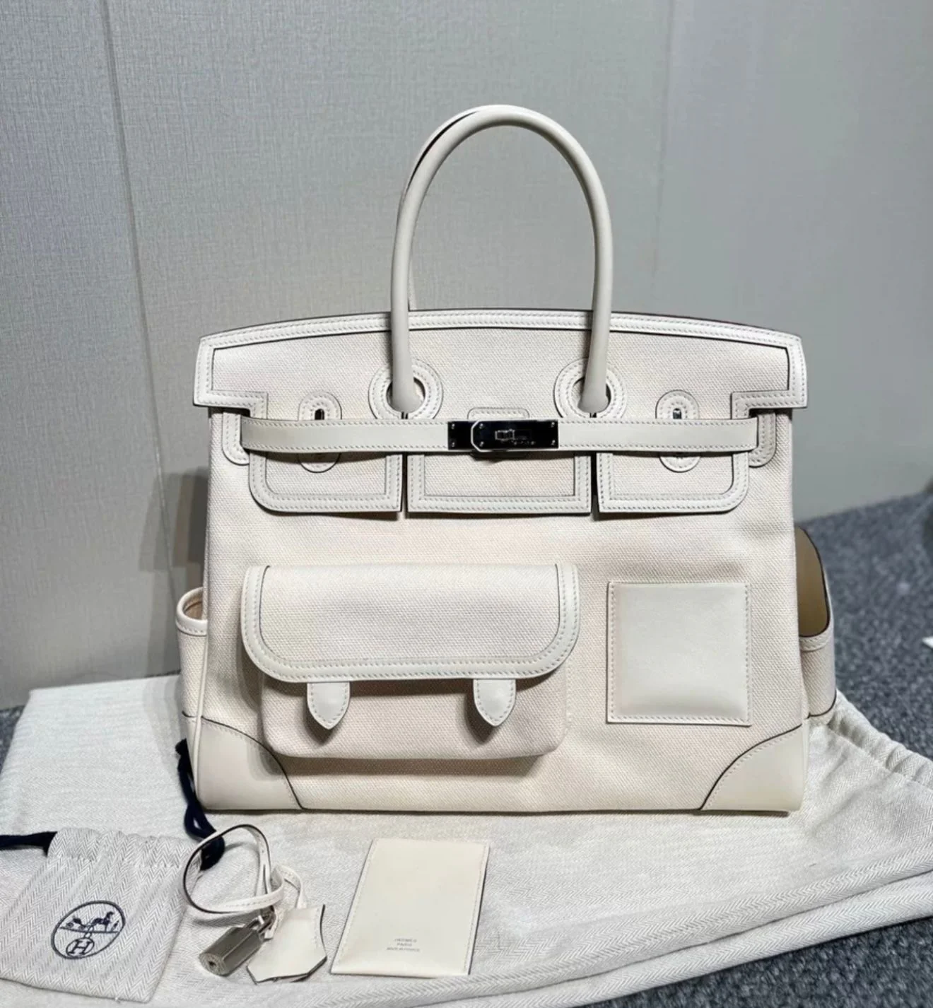Hermès Birkin Cargo 35 Nata Toile and Swift Palladium Hardware