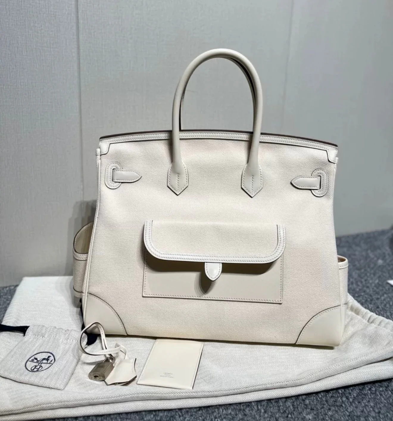 Hermès Birkin Cargo 35 Nata Toile and Swift Palladium Hardware - Image 2
