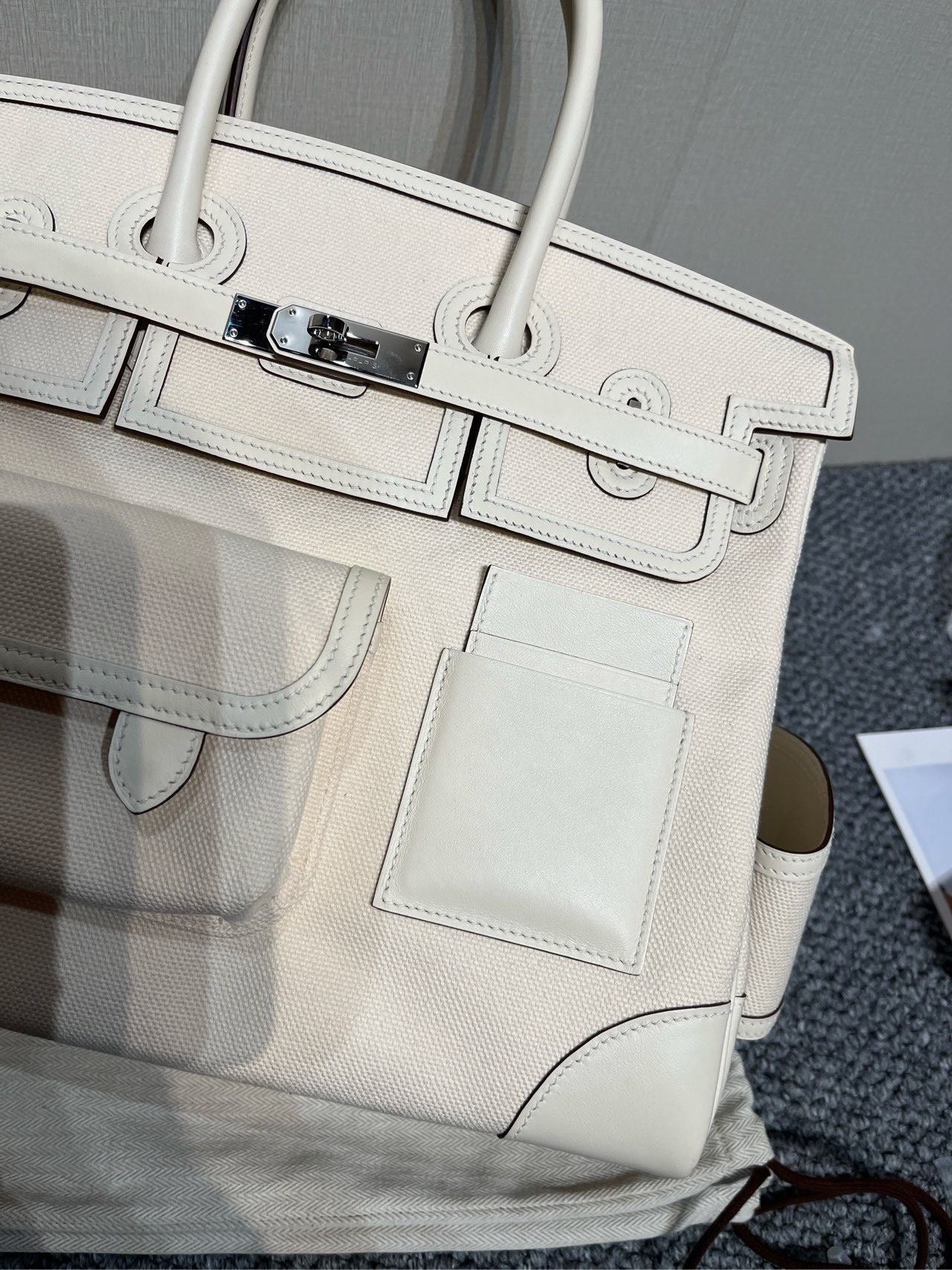 Hermès Birkin Cargo 35 Nata Toile and Swift Palladium Hardware - Image 6