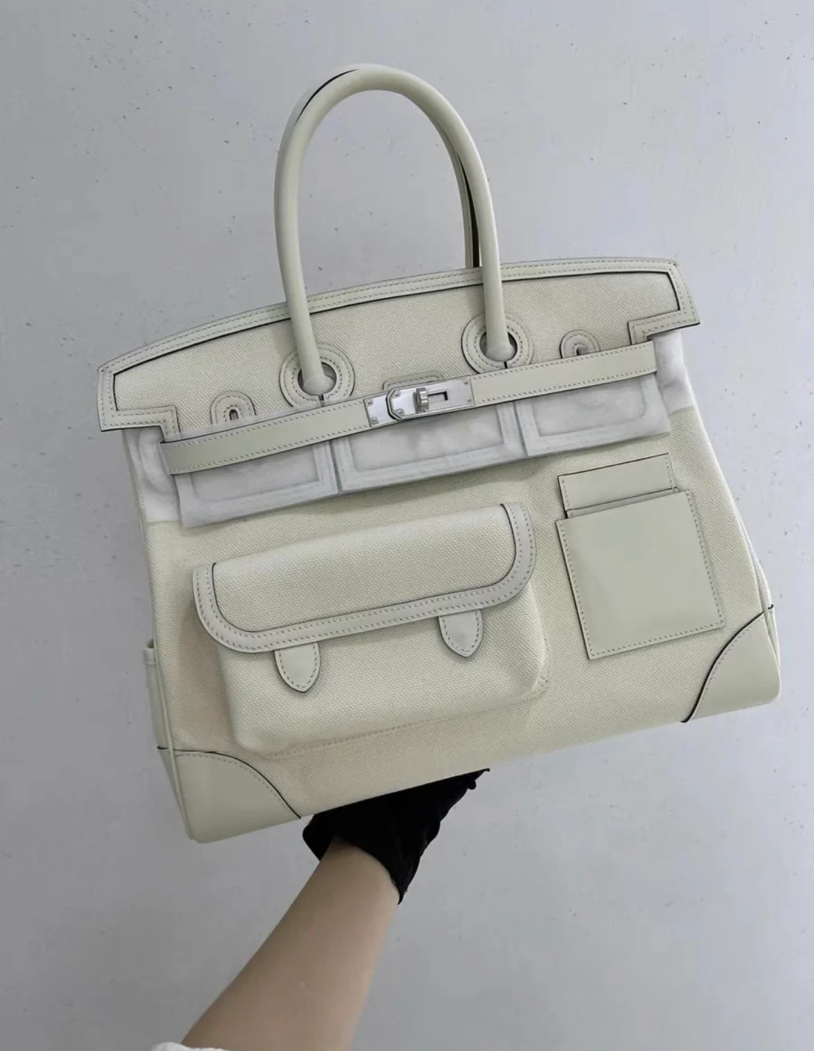 Hermès Birkin Cargo 35 Nata Toile and Swift Palladium Hardware - Image 9