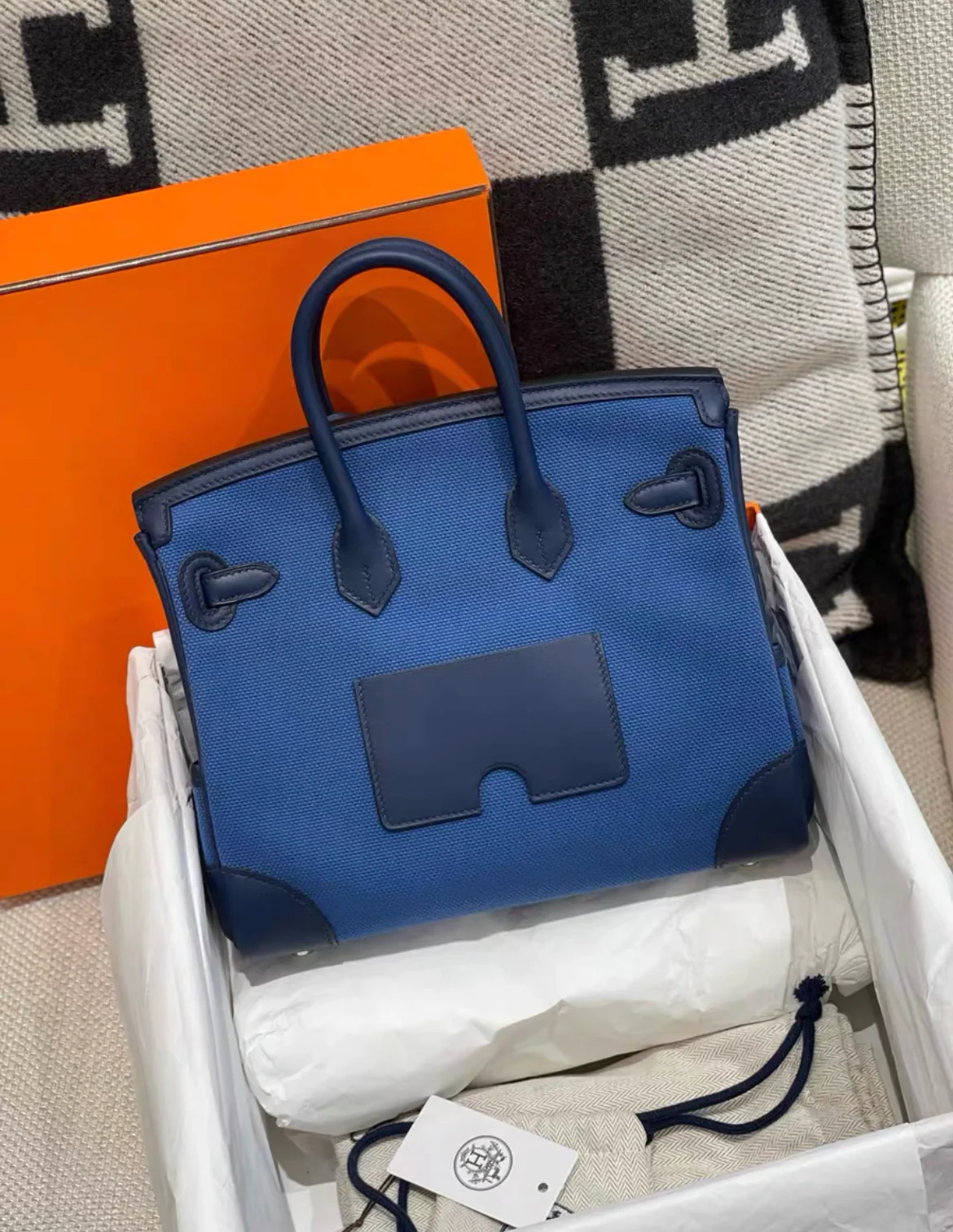 Hermes Birkin Cargo bag 25 Blue egee/Navy Canvas/Swift leather Palladium hardware - Image 2