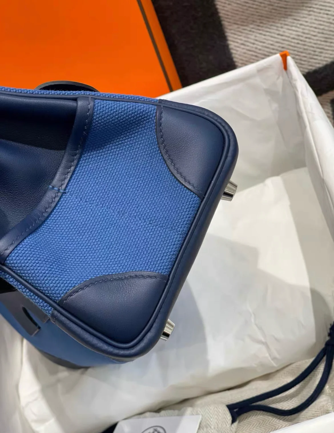 Hermes Birkin Cargo bag 25 Blue egee/Navy Canvas/Swift leather Palladium hardware - Image 3