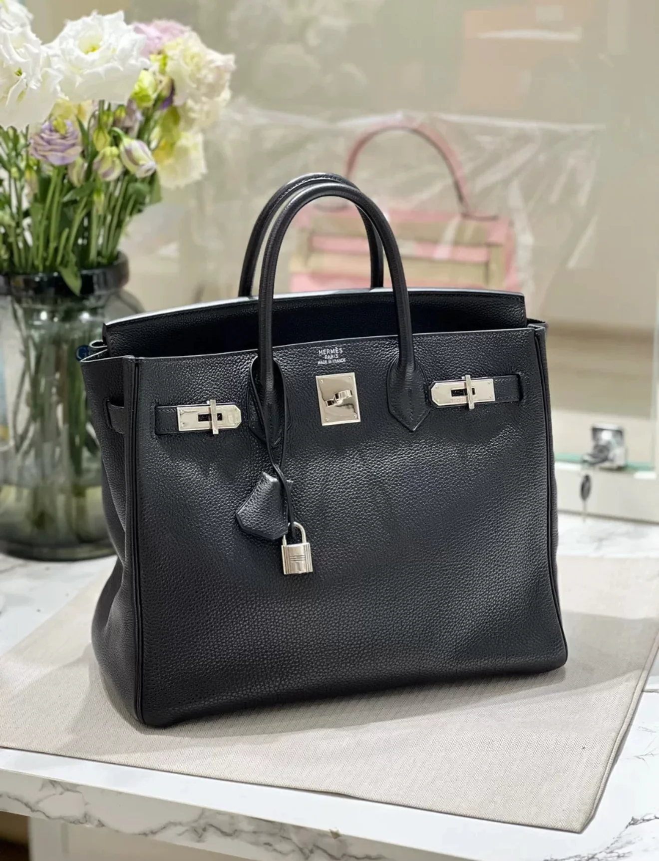 Hermes Birkin HAC 32 Black Togo Leather Palladium Hardware - Image 2