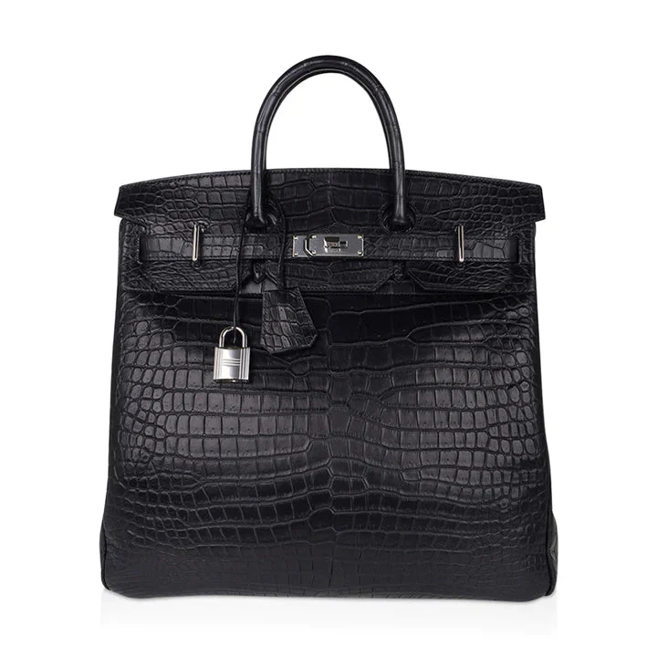Hermès Birkin HAC 40 Black Matte Crocodile Palladium Hardware