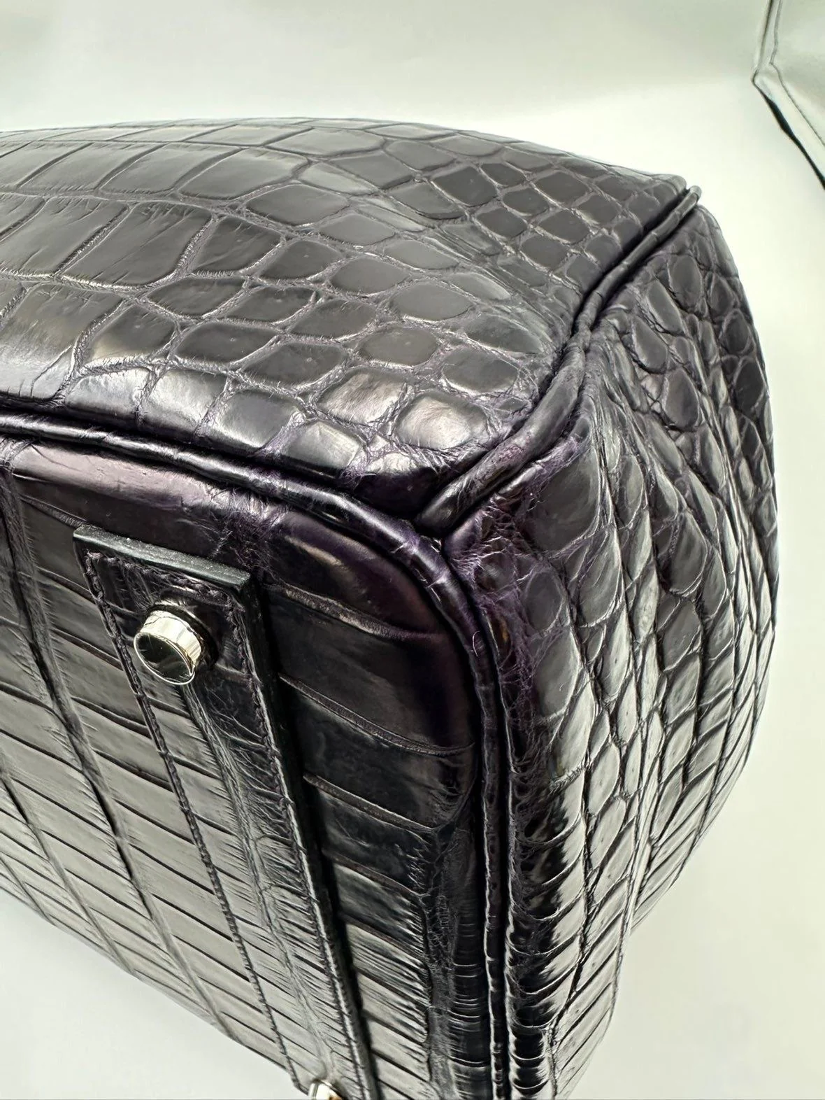 Hermes Birkin HAC 40 Prunoir Matte Alligator leather palladium hardware - Image 10