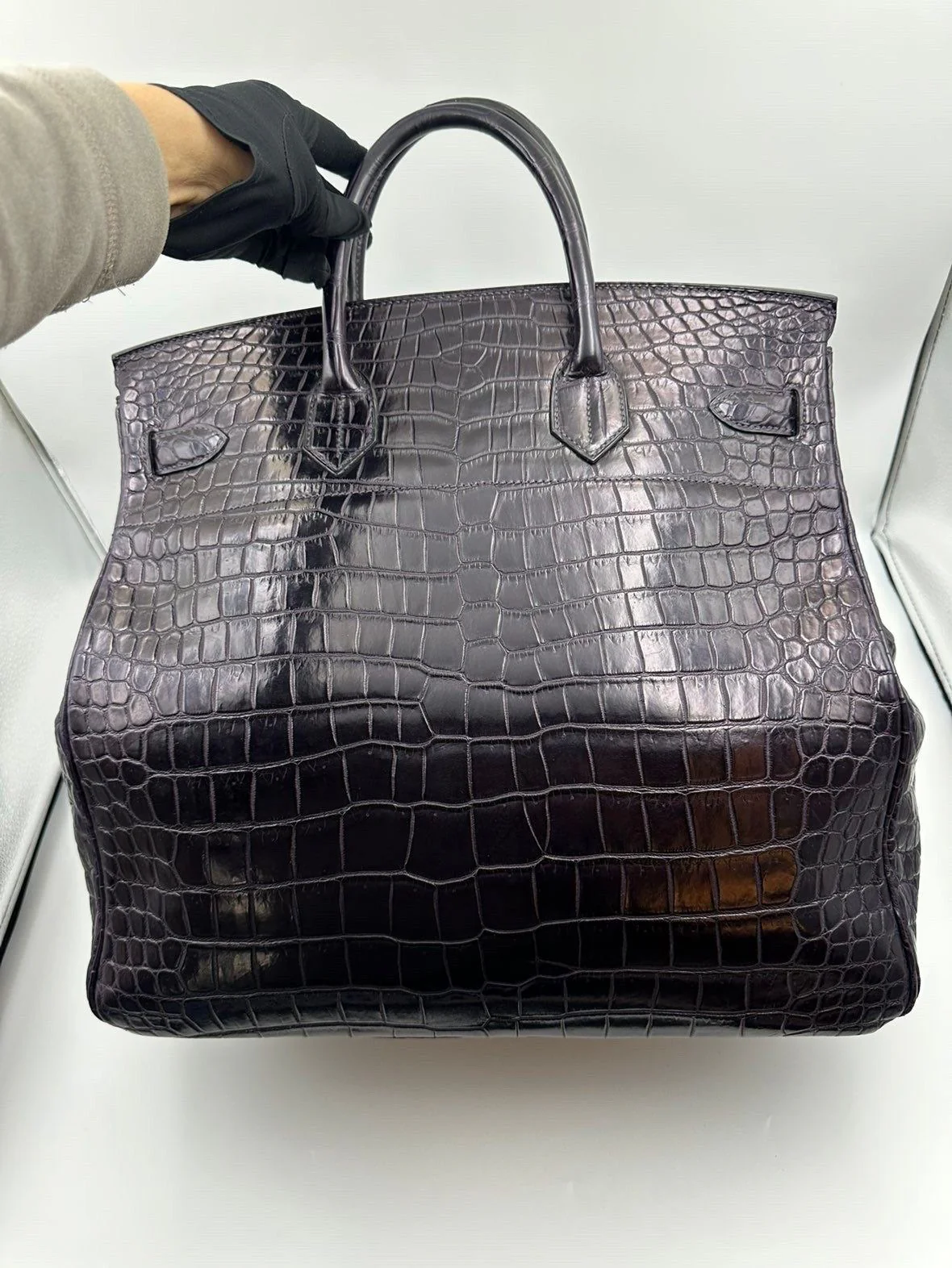 Hermes Birkin HAC 40 Prunoir Matte Alligator leather palladium hardware - Image 2