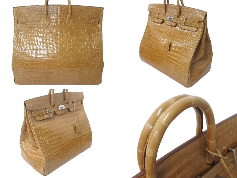 Hermes Birkin HAC 50 in gold beige crocodile leather palladium hardware - Image 2