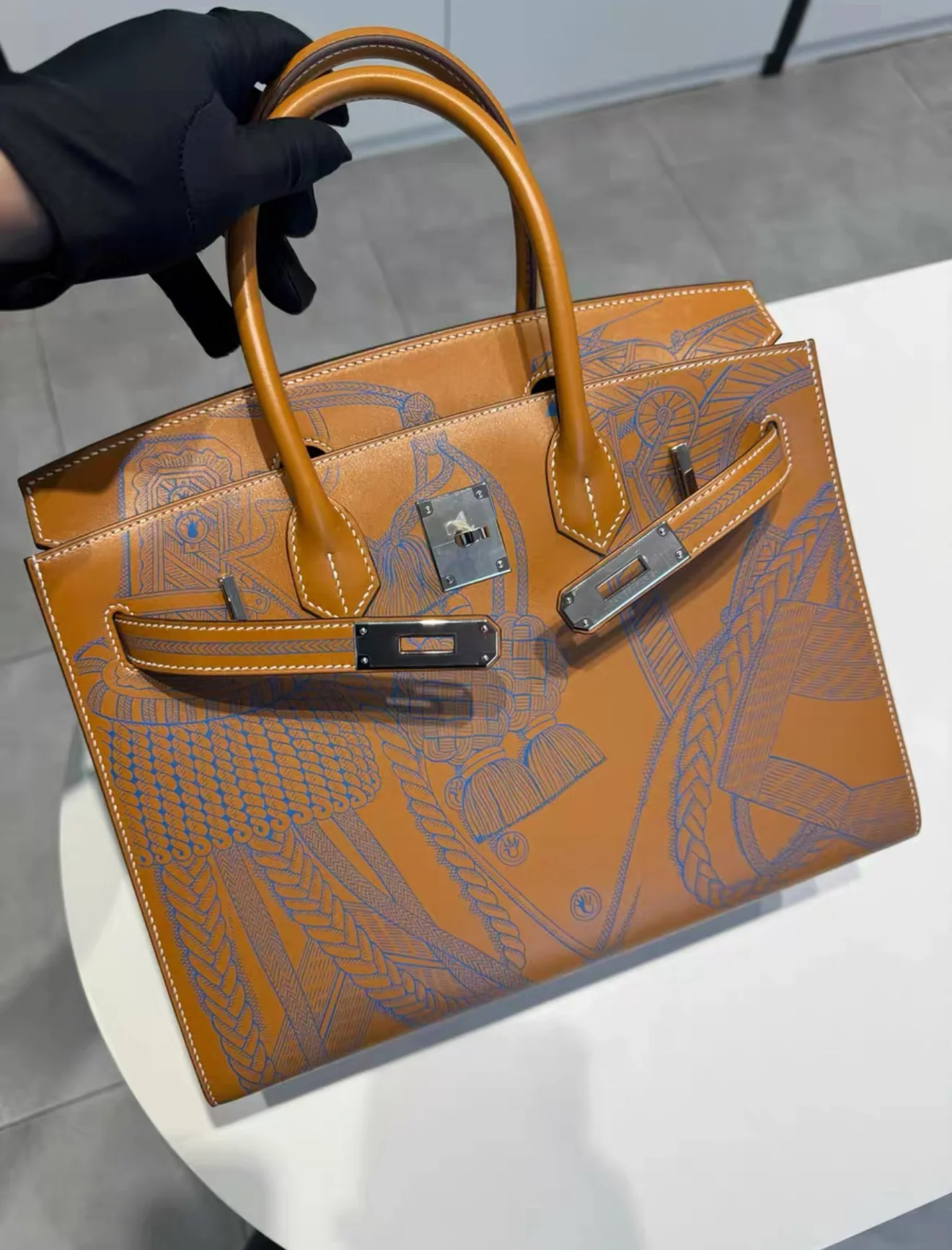 Hermes Birkin Sellier 30 “Zouaves et Dragons” Natural Sable Battler Palladium Hardware