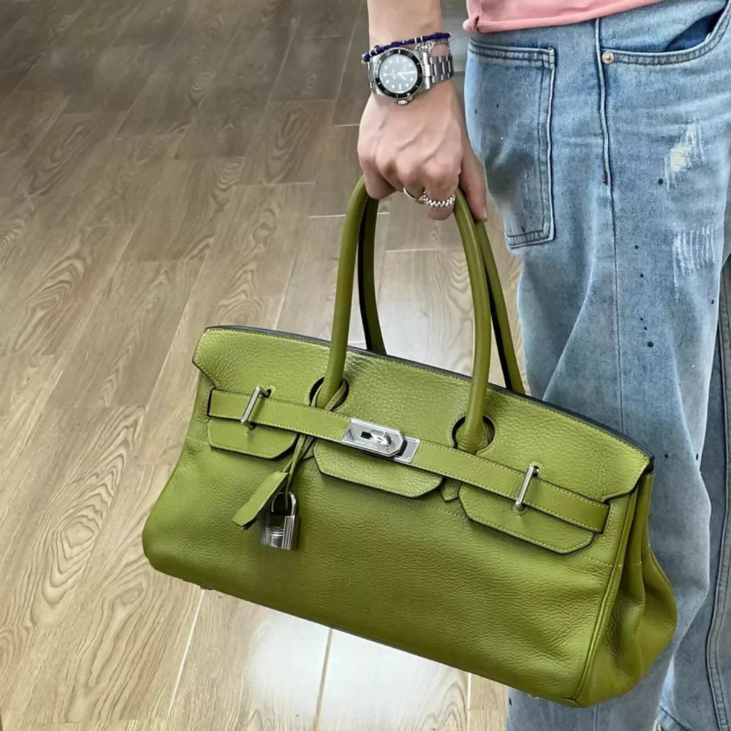 Hermes Birkin Shoulder Vert Chartruese Clemence Leather Palladium Hardware - Image 3
