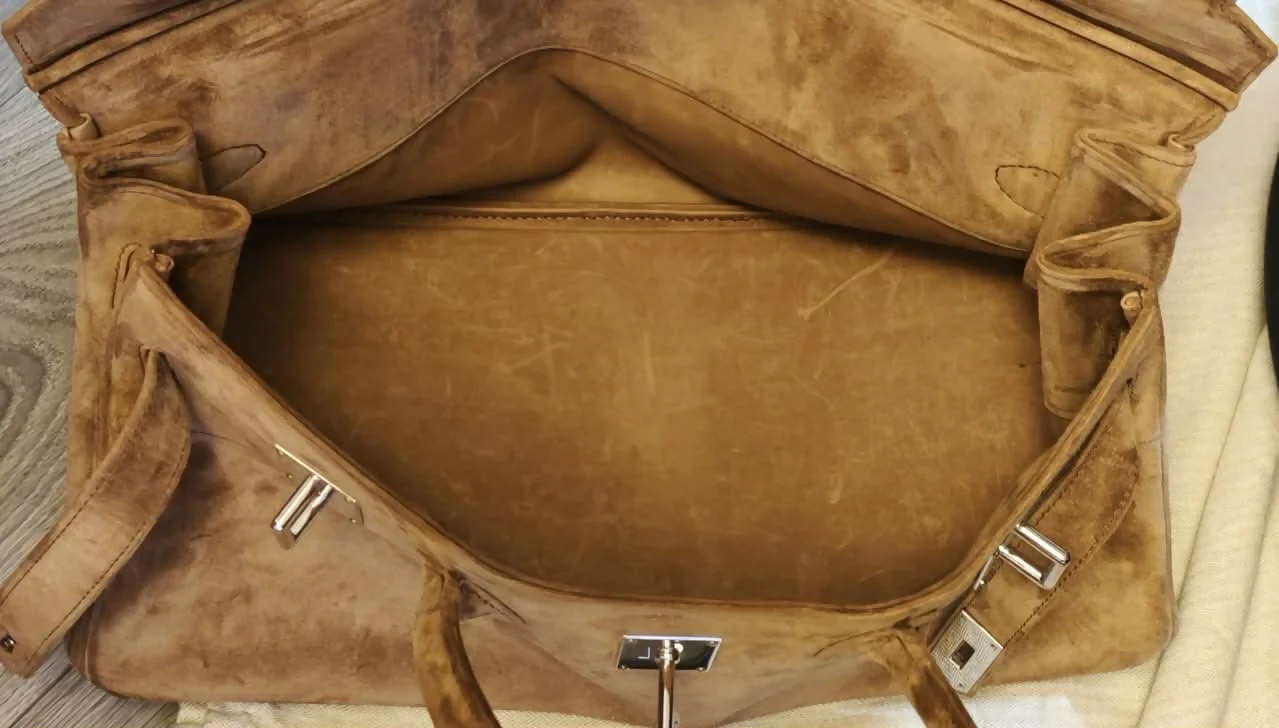 Hermes Birkin Shoulder Doblis Suede Brown Leather Palladium hardware - Image 3
